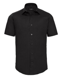 RUSSELL R947M - MENS SHORT SLEEVE FITTED STRETCH SHIRT Black