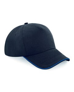 BEECHFIELD B25C - AUTHENTIC 5 PANEL CAP PIPED PEAK Black/Bright Royal