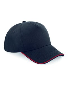 BEECHFIELD B25C - AUTHENTIC 5 PANEL CAP PIPED PEAK Black/Classic Red