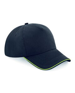 BEECHFIELD B25C - AUTHENTIC 5 PANEL CAP PIPED PEAK Black/Lime