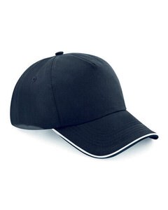 BEECHFIELD B25C - AUTHENTIC 5 PANEL CAP PIPED PEAK Black/White