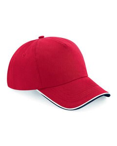 BEECHFIELD B25C - AUTHENTIC 5 PANEL CAP PIPED PEAK Classic Red/Black/White