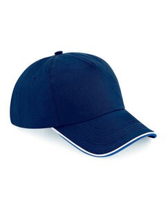 BEECHFIELD B25C - AUTHENTIC 5 PANEL CAP PIPED PEAK French Navy/Bright Royal/White
