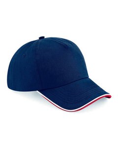 BEECHFIELD B25C - AUTHENTIC 5 PANEL CAP PIPED PEAK French Navy/Classic Red/White