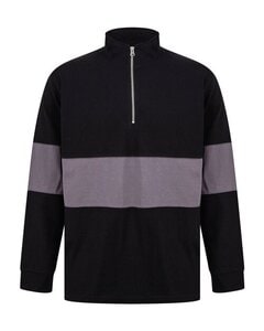 FRONT ROW FR006 - PANELLED 1/4 ZIP Black/Charcoal