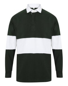 FRONT ROW FR007 - PANELLED RUGBY SHIRT Bottle Green/ White