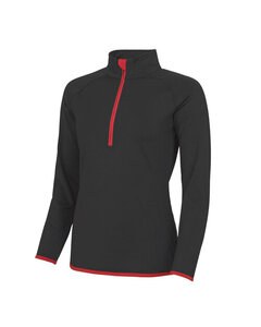 JUST COOL BY AWDIS JC036 - WOMENS COOL 1/2 ZIP SWEAT Jet Black/Fire Red