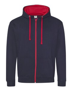 JUST HOODS BY AWDIS JH053 - VARSITY ZOODIE New French Navy / Fire Red
