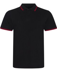 JUST POLOS JP003 - STRETCH TIPPED POLO Black/Red