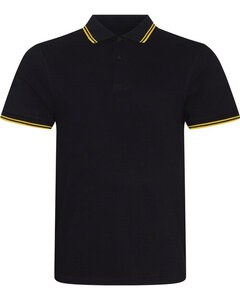 JUST POLOS JP003 - STRETCH TIPPED POLO Black/Yellow