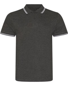 JUST POLOS JP003 - STRETCH TIPPED POLO Charcoal / White