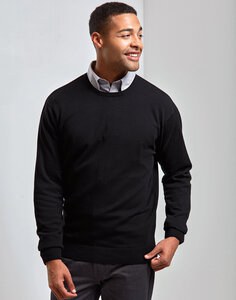 PREMIER WORKWEAR PR692 - MENS CREW NECK COTTON RICH KNITTED SWEATER Charcoal