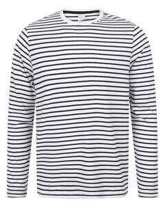 SKINNI FIT SF204 - UNISEX LONG SLEEVED STRIPED T-SHIRT White/ Oxford Navy