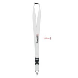 GiftRetail MO9661 - WIDE LANY Lanyard with metal hook 25mm White