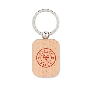 GiftRetail MO9774 - POTY WOOD Rectangular wooden key ring Wood