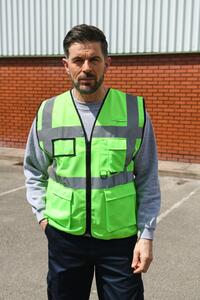 Korntex KXEXEC - High Visibility Executive Multifunction Safety Vest Lime Green