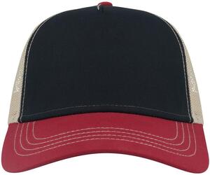 Atlantis ACRCAN - Rapper Canvas 5 Panel Trucker Cap Navy / Burgundy / Beige