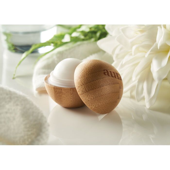 GiftRetail MO6753 - SOFT LUX Lip balm in round bamboo case