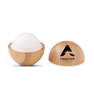 GiftRetail MO6753 - SOFT LUX Lip balm in round bamboo case Wood