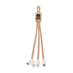 GiftRetail MO6812 - CABIE 3 in 1 charging cable in cork Beige