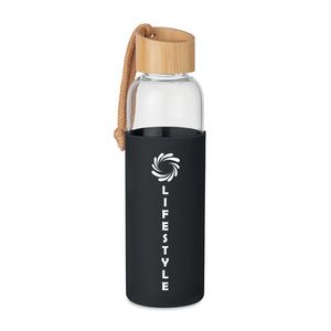 GiftRetail MO6845 - CHAI Glass Bottle 500 ml in pouch Black