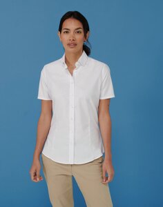 HENBURY H518 - LADIES MODERN SHORT SLEEVE REGULAR FIT OXFORD SHIRT