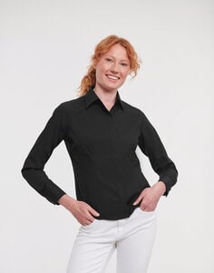 RUSSELL R924F - LADIES LONG SLEEVE FITTED POLYCOTTON POPLIN SHIRT