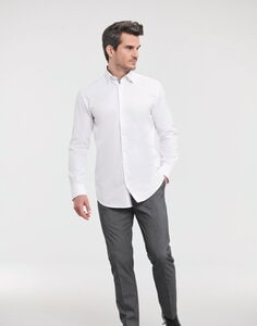 RUSSELL R-964M-0 - LONG SLEEVE TAILORED CONTRAST HERRINGBONE SHIRT