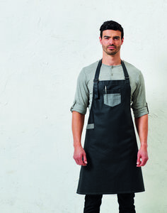 PREMIER WORKWEAR PR136 - DIVISION WAXED LOOK BIB APRON WITH FAUX LEATHER