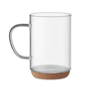 GiftRetail MO6470 - LISBO Glass mug 400ml with cork base